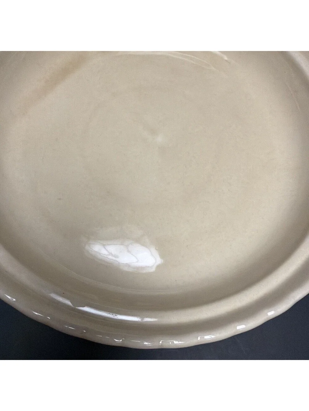 Vintage Lillian Vernon Pumpkin Pie Plate Pan Bottom Scalloped Edge Ceramic 11.25